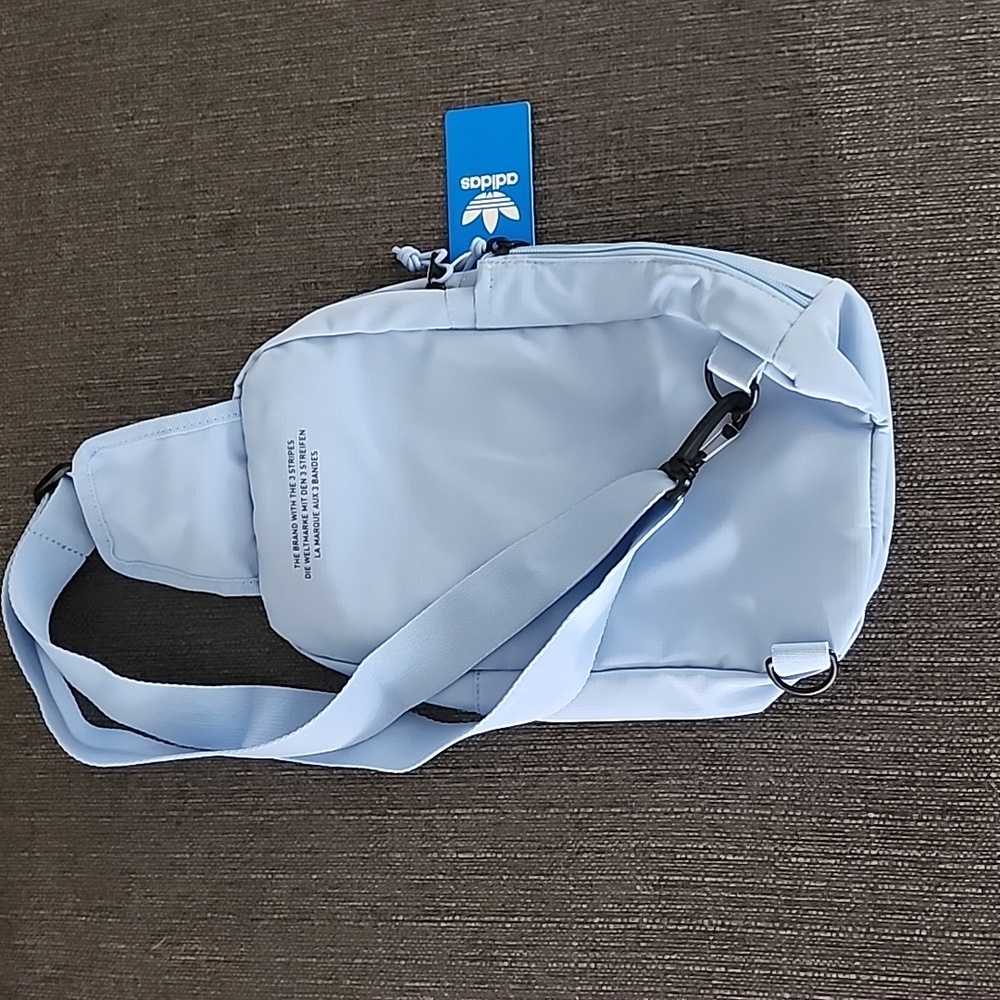 ADIDAS Utility Sling Bag Crossbody Purse Ash Blue Travel Athleisure Belt Street - Picture 6 of 12